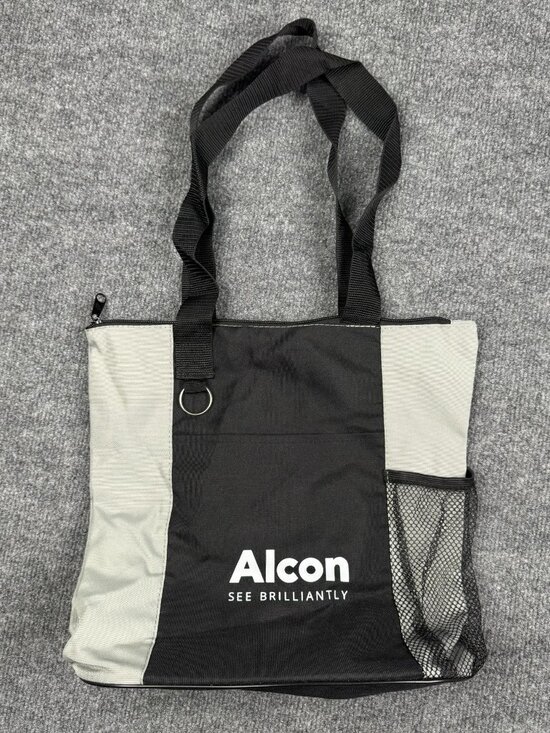 Handbags - Unisex Alcon "See Brilliantly" Black and Grey Zip Tote Bag